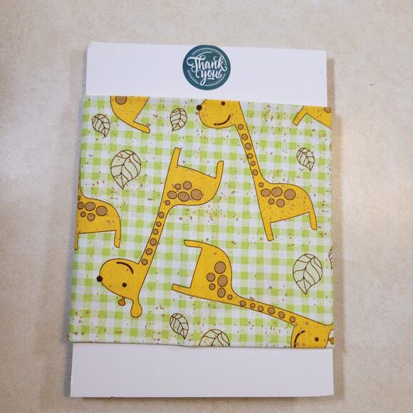 Cotton Fabric Yellow Giraffes Green Gingham 18"x44" JoAnn Baby Nursery - Picture 8 of 8